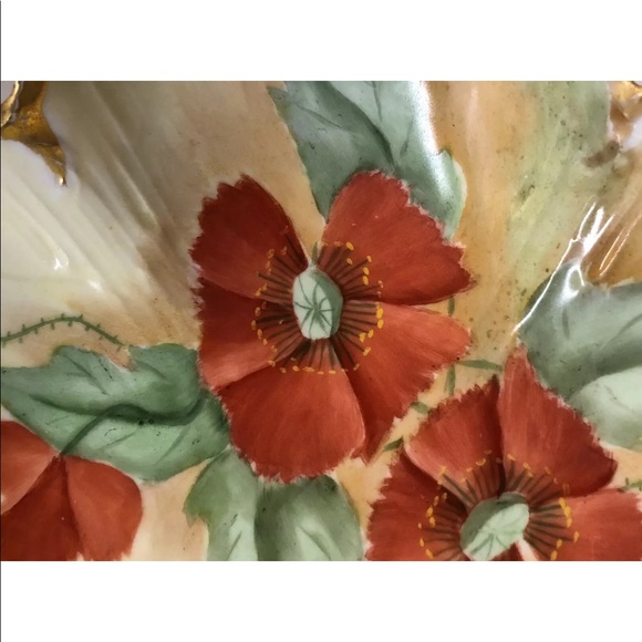 Dish over 100 years old! Bowl RC Moliere Bavaria Red Gold Leaves Flowers ANTIQUE - Picture 7 of 12